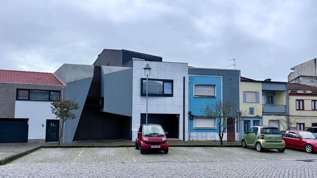 Contemporary houses in Povoa de Varzim, Portugal, featuring unique modern architecture.